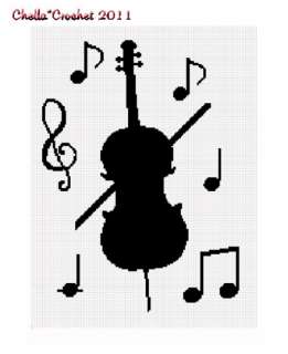 Musical Notes Cello Music Afghan Crochet Pattern Graph  