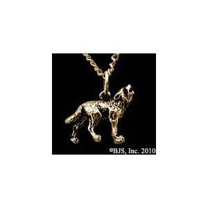 Wolf Necklace, 14k Yellow Gold, 18 long gold filled cable chain, Wolf 