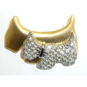  Matte Goldplated & Crystal Scotty Dogs Pin Jewelry