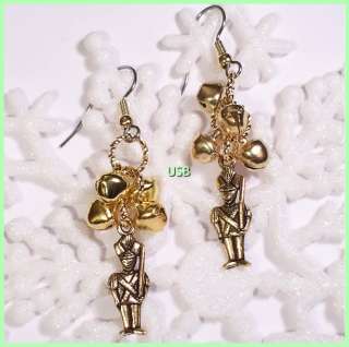   NUTCRACKER 22K Gold Pl. Pewter Earrings Surgical Earwires #116 2