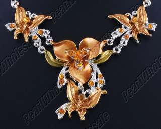 new!12sets alloy alloy flower necklace earring set  
