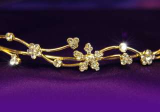 Bridal Clear Crystal Gold Plated Headband Tiara T1082  