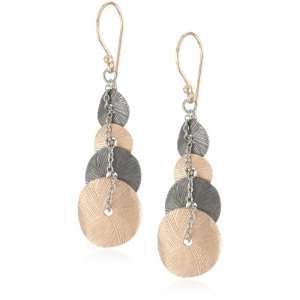  Argento Vivo Blossom Two Tone Linear Disc Drop Earring 