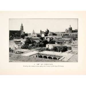 1914 Print Cuernavaca Morelos Mexico Skyline Palacio Cortes Cathedral 