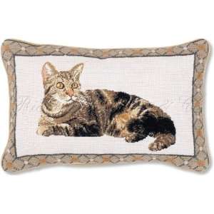  Tabby Cat Needlepoint Pillow: Home & Kitchen
