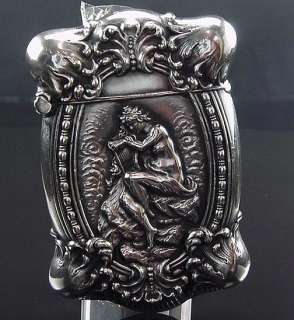ART NOUVEAU UNGER BROTHERS STERLING MATCH SAFE ORNATE MAIDEN OF THE 
