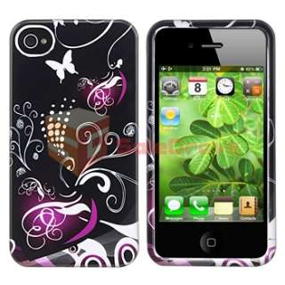 For iPhone 4 G S 4GS Verizon AT&T Black +Purple Hard Heart Cup Shape 