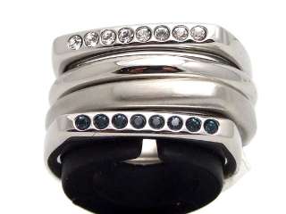 BREIL TJ1194 TETRA RING IN STAINLESS STEEL AND SWAROVSKI CRYSTALS 