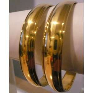  Lot 2 pcs Gold Brass India Sari Bracelets Bangles 2.10 