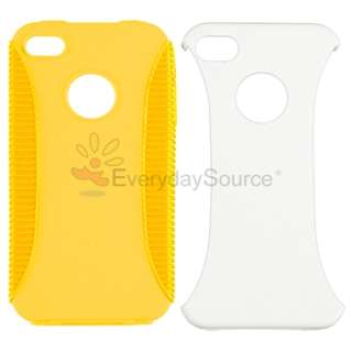 Yellow TPU/White Rubber Silicone Hard Case Skin Cover for Apple iPhone 