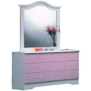  Six Drawer Dresser with Mirror Light Pink Color: Home 