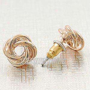 18K Rose Gold Plated Enlaced Cute Earring Studs 12300  