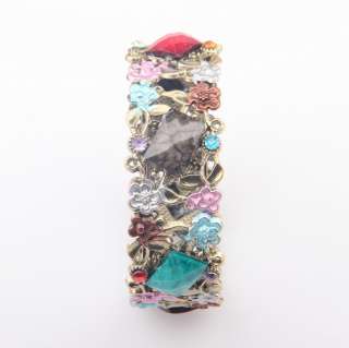 100% new Tibet Silver Swarovski clear Crystal women bead cuff bracelet 