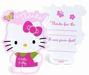 NEW Hello Kitty 8 Thank You Cards Pink Butterfly THANKS  