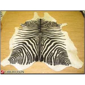Zebra Print Hair On Leather Full Cowhide Rug 57sqft:  