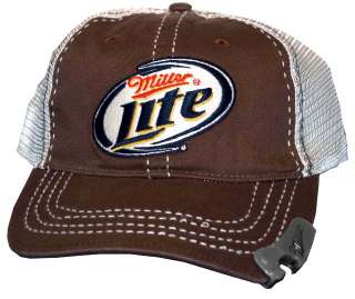 Miller Lite Beer Alcohol Adjustable Mens Bottle Opener Trucker Cap 
