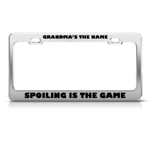  GrandmaS Name Spoiling The Game Funny license plate frame 