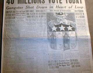 BEST 1928 Chicago newspaper headline BUGS MORAN GANG Gangster partner 