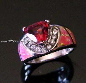 RASPBERRY SAPPHIRE PINK OPAL .925 SILVER RING S 9 ;1  
