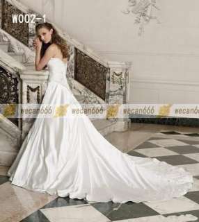 Strapless A line Wedding Dress Embroidered Custom New 395 Satin Bridal 