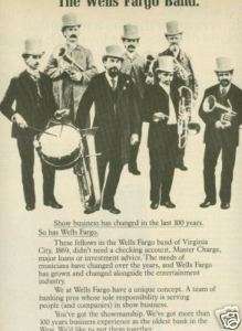 WELLS FARGO BANK BAND Rare 1970s PROMO POSTER AD mint!  