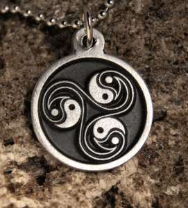 Triskelion Yin Yang Pendant Triskel Necklace with Chain  