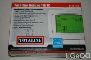 New Totaline Deluxe Programmable 1H/1C Touchscreen Thermostat P340 