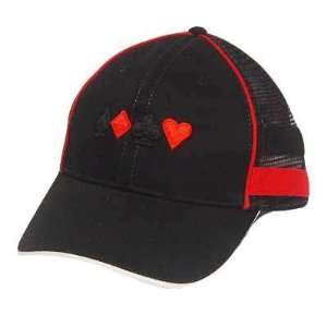  WORLD POKER TOUR WPT RED BLACK HAT CAP MESH CARD SUIT 