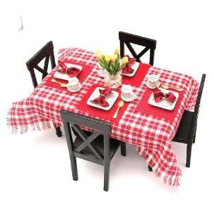  Matine Red Plaid Dining Table Linen Set