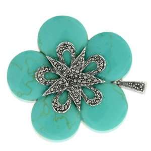   Silver Marcasite Star Turquoise Flower Pendant: TrendToGo: Jewelry