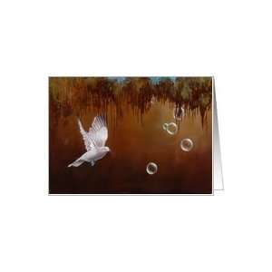  Release, a doven with bubbles painting by Adam Thomas Card 