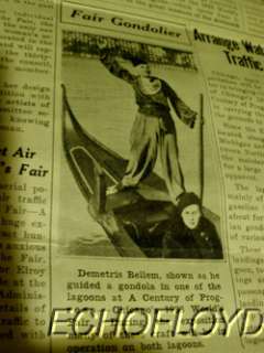 1933 ORIGINAL NEWS PAPER INCERT CHICAGO WORLDS FAIR  