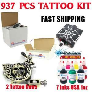  Tattoo Kit Professional 2 Guns Supply Set Lot, Star Brite Tattoo 
