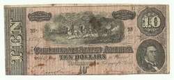 CONFEDERATE TEN DOLLAR NOTE 1864 CSA $10 BILL  