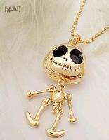Big Eyes Alien Ghost Skull Pendants Necklace Gold  