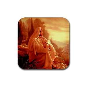  Christian Jesus Rubber Square Coaster set (4 pack) Great 