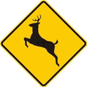  Deer Crossing Highway Sign Round Sticker: Everything Else