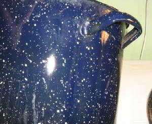Vintage Granitelware Navy Blue with White Splatter Canning Pot Stock 