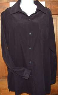 CROFT & BARROW Black Faux Suede Look Button Down Shirt Size XL  