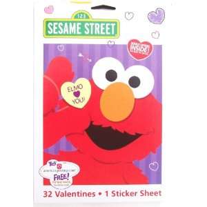   32 Elmo Sesame Street Valentine Cards Plus Sticker Sheet Toys & Games
