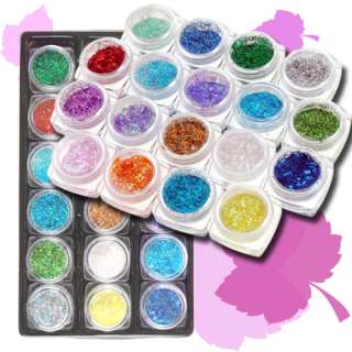 18 Pot Color Lace Glitter Dust Tinsel Strip For Acrylic UV Gel Tips 