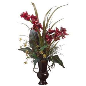  41 Cymbidium Orchid & Grass Silk Flower Arrangement 