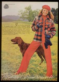 1974 Irish Setter & woman photo Pendleton fashion ad  