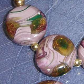 COOL LAMPWORK BEADS LILAC DISCS 20 x 8 mm MODERN  