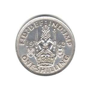 1942 Great Britain U.K. England Shilling Coin with Scottish Crest KM 