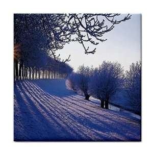   : Snow scenery Ceramic Tile Coaster Great Gift Idea: Office Products
