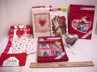 LOT OF VALENTINES BAGS, 3 PKS CARDS & FRAME NEW OLD STOCK SAMPLE NO 