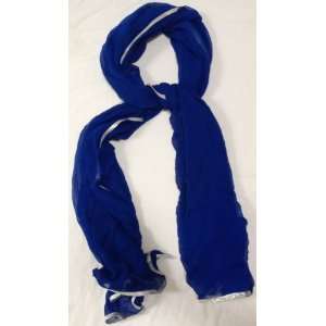 Chiffon Silk High Quality, Ink Blue Scarf Neck Wear Wrap, Cool Fashion 