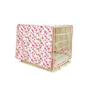    Pink and Green Polka Dot Dog Crate Set (Small): Kitchen & Dining