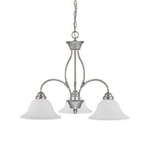   Light Single Tier Chandelier in Matte Nickel with Acid Washed glass